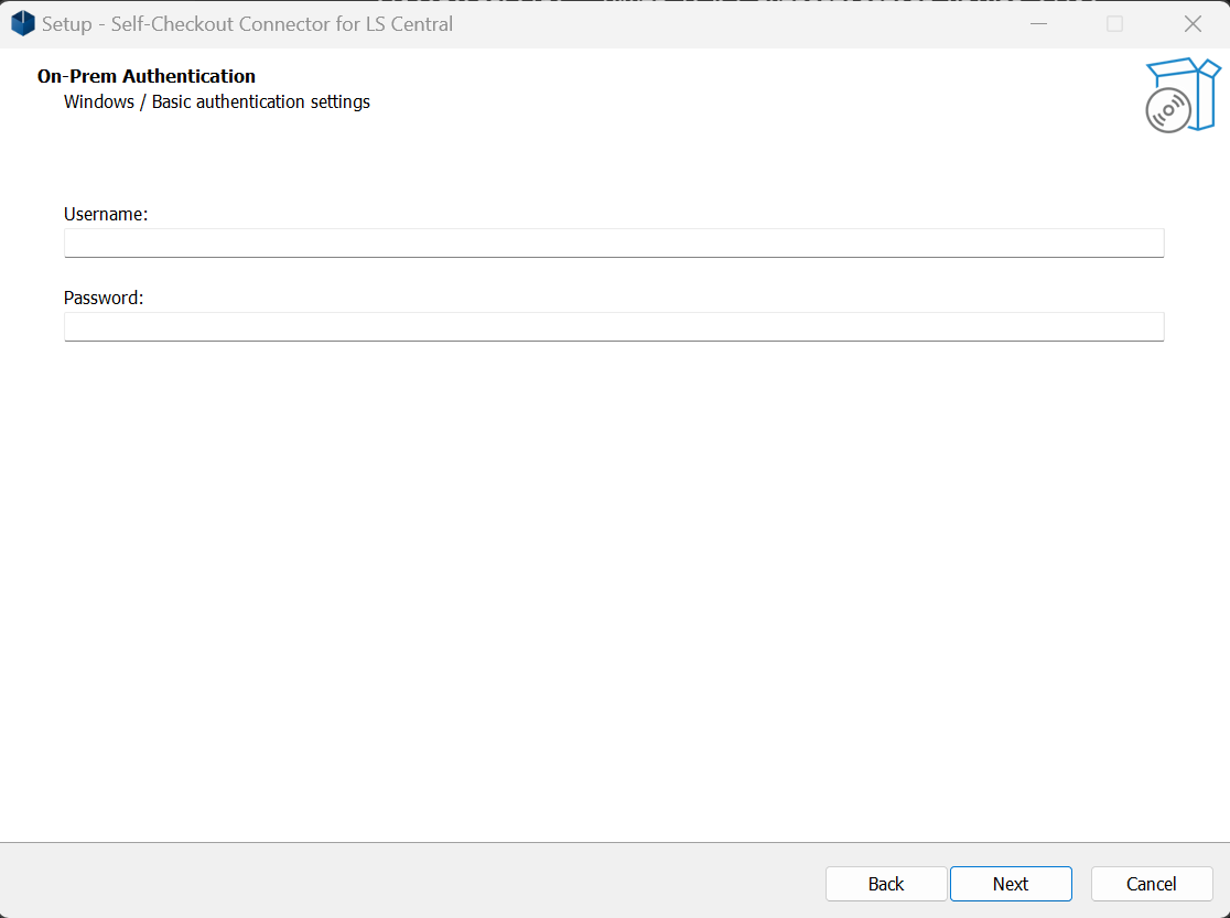 Authentication configuration screen